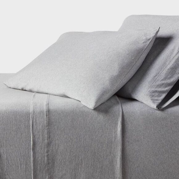 Threshold - Full Cotton Jersey Sheet Set Heather Gray - Thresh Gray - Picture 1 of 4